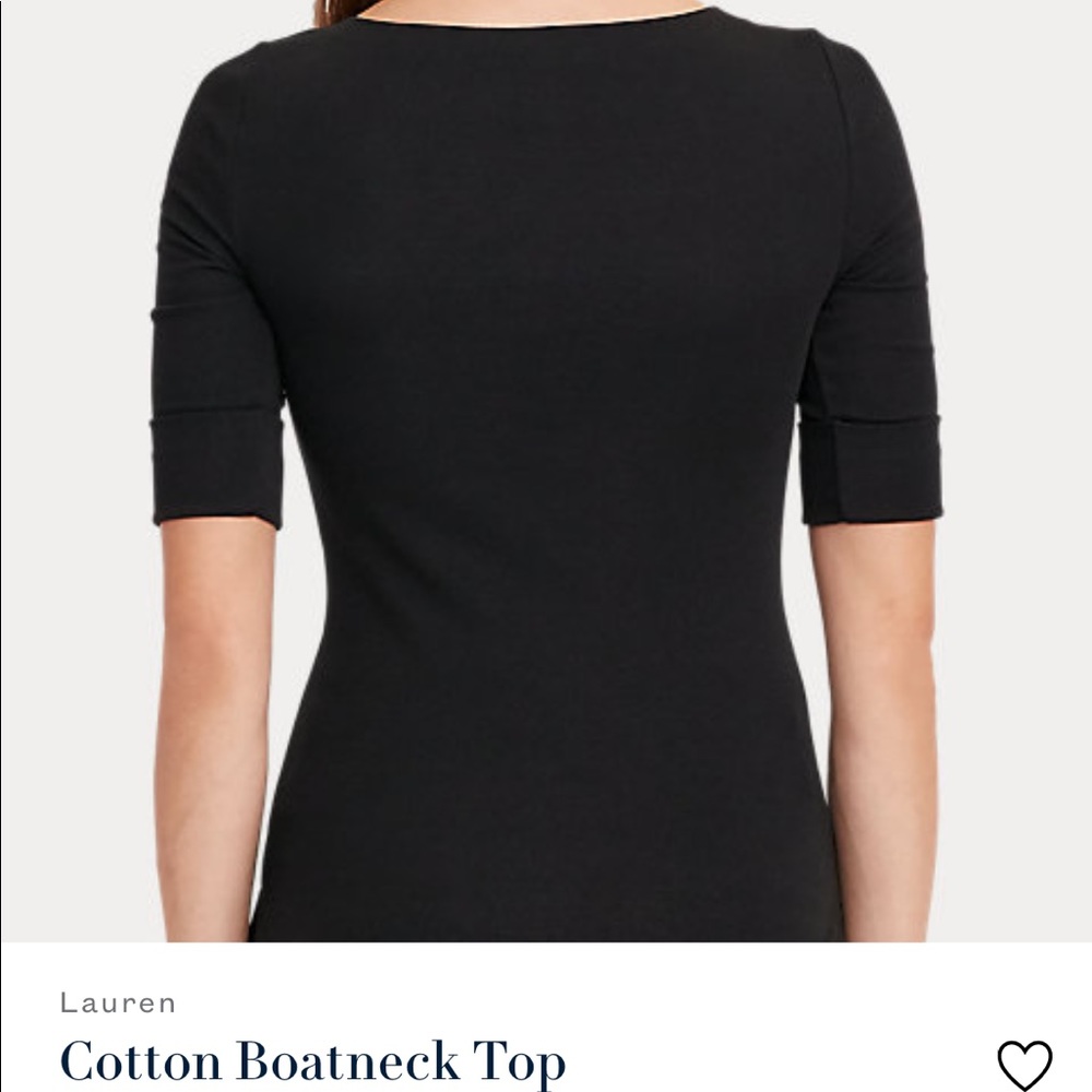 NEW — LAUREN 100% Cotton Black Boatneck Tee — Large